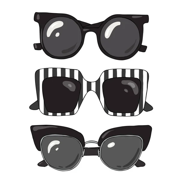 Set of fashionable stylish sunglasses. — Stock Vector