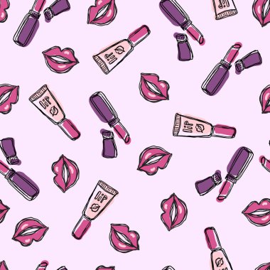 Moda illüstrasyon seamless modeli.