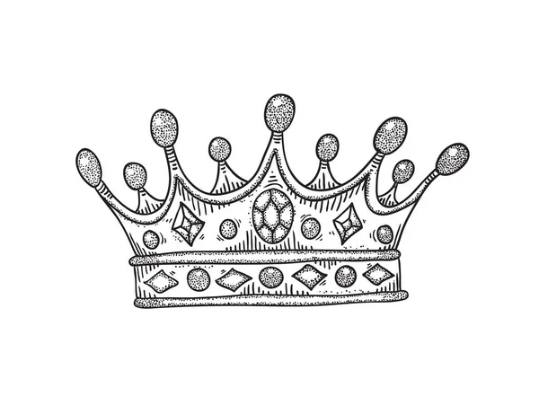 Dessin vectoriel d'une couronne avec des pierres. Illustration noir et blanc . — Image vectorielle