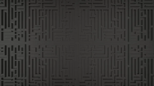 Black labyrinth maze. Top view. 3D Illustration