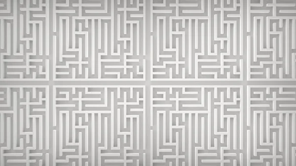 White labyrinth maze. Top view. 3D Illustration