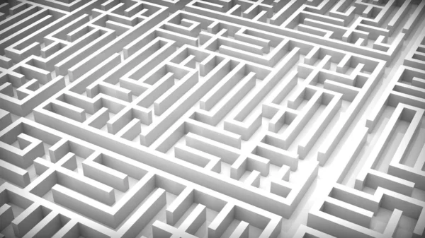 White labyrinth maze. Perspective view. 3D Illustration