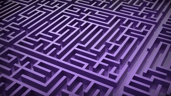 Purple labyrinth maze. Perspective view. 3D Illustration