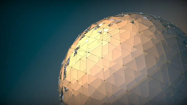 Işık eğimli arkaplanda soyut çokgen cam küre. 3d hazırlayıcı