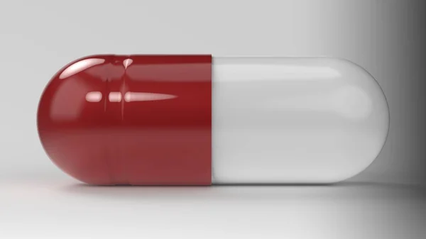 Red White Capsule Pill Isolated Closeup View Render — Stockfoto