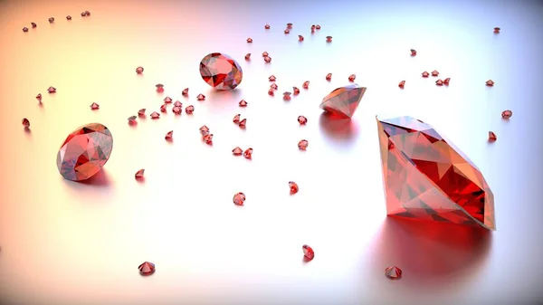 光梯度背景上的红色宝石 3D渲染 — 图库照片