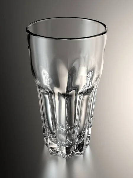 Vidro Transparente Vazio Pokal Isolado Fundo Gradiente Preto Com Reflexos — Fotografia de Stock