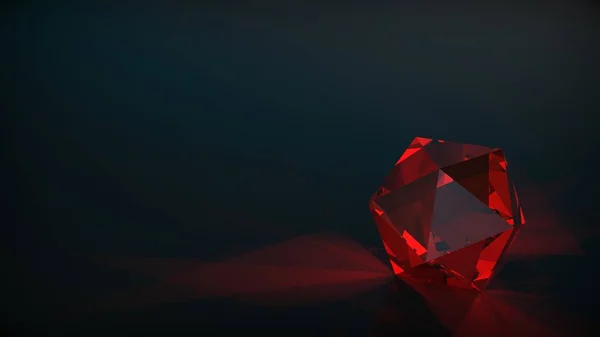 Koyu arkaplanda kırmızı kristal izole. 3d hazırlayıcı