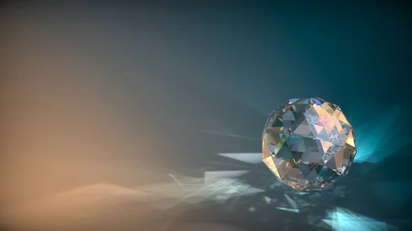 Transparent Kristall Sfär Lutning Bakgrund Med Reflektioner Återgivning — Stockfoto