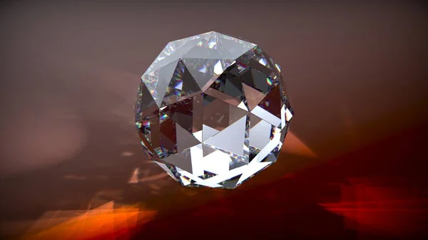 Transparent Kristallglas Sfär Mörkröd Bakgrund Med Reflektioner Återgivning — Stockfoto