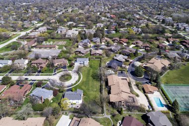 Aerial View of Suburban Neighborhood with Cul-De-Sac clipart