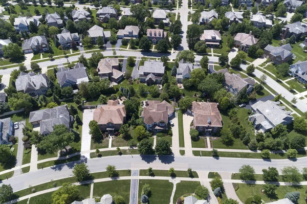 Luftaufnahme Eines Von Bäumen Gesäumten Viertels Einer Vorstadt Von Chicago — Stockfoto