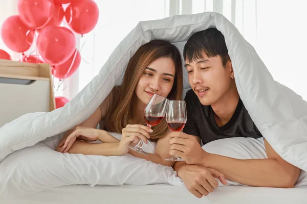 Couple, Love and Valentine\'s Day Concept. Portrait of two asian