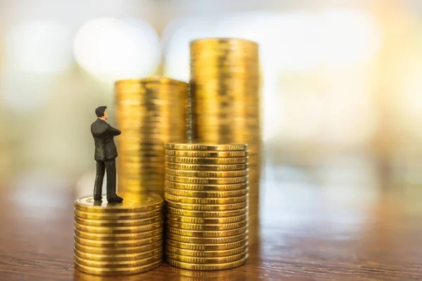 Business Money Investment Planning Concept Primo Piano Uomini Affari Miniatura — Foto Stock