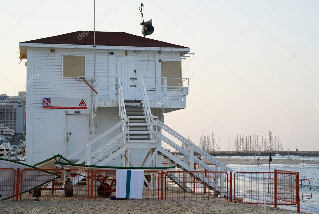 Lifeguard towers at sea