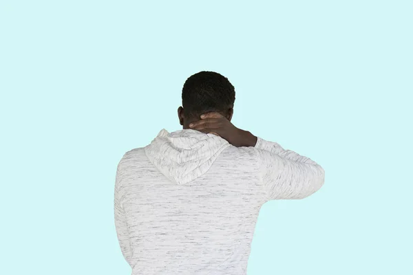 Africano americanos homens com dor no pescoço — Fotografia de Stock