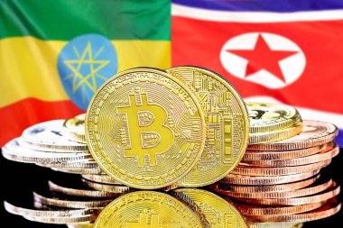 Etiyopya ve Kuzey Kore bayraklarında Bitcoins