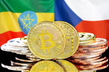 Etiyopya ve Çek Cumhuriyeti bayraklarında Bitcoins