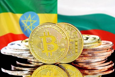 Etiyopya ve Bulgaristan 'da bayrak arkaplanı Bitcoins