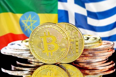 Etiyopya ve Yunanistan bayraklarında Bitcoins
