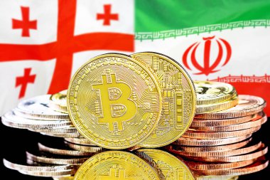Gürcistan ve İran bayraklarında Bitcoins