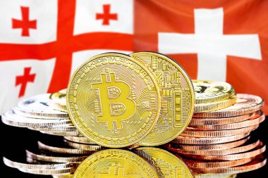 Gürcistan ve İsviçre bayraklarında Bitcoins