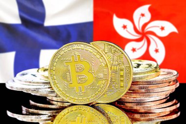 Finlandiya ve Hong Kong bayrak geçmişi üzerine Bitcoins