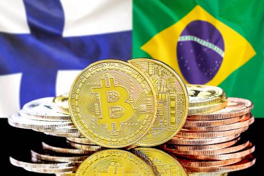 Finlandiya ve Brezilya bayrak geçmişi üzerine Bitcoins