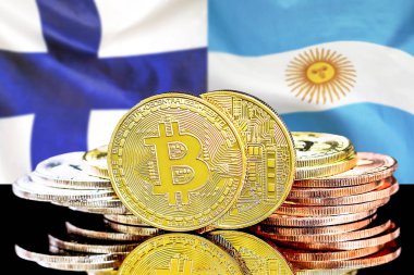 Finlandiya ve Arjantin bayrak geçmişi üzerine Bitcoins