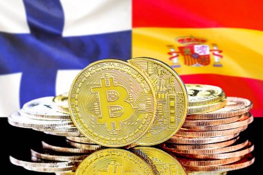 Finlandiya ve İspanya bayrak geçmişi üzerine Bitcoins