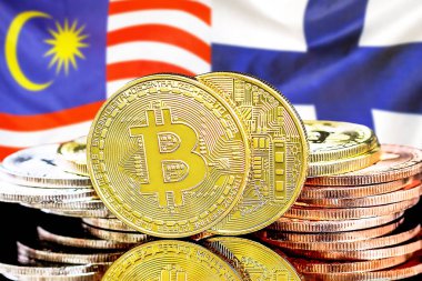 Malezya ve Finlandiya 'daki Bitcoins bayrağı.