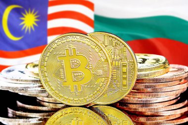 Malezya ve Bulgaristan 'daki Bitcoins bayrağı.