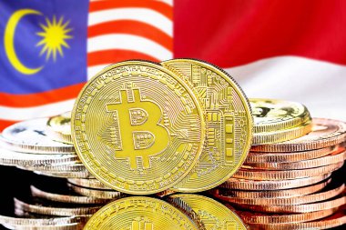 Malezya ve Monako bayraklarında Bitcoins.