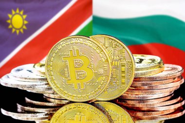 Namibya ve Bulgaristan 'daki Bitcoins bayrağı.