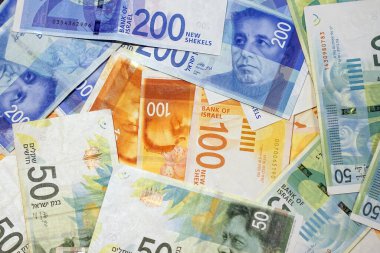 İsrail para notları. İsrail 'in para yığını.