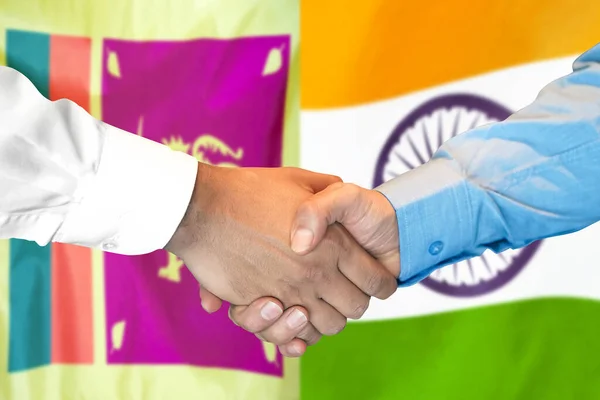 Affärs Handslag Bakgrunden Två Flaggor Män Skakar Hand Med Sri — Stockfoto