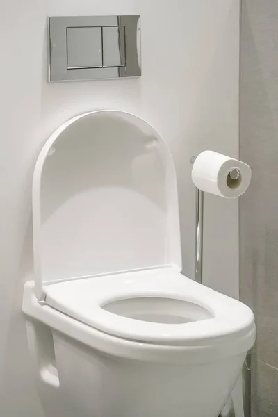 Toiletpapier Rollen Het Toilet Huis Close Van Toiletpot Rol Toiletrolhouder — Stockfoto