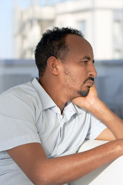 Sad Face Depressed African Man Very Sad Elderly Man Portrait — Stock Photo, Image