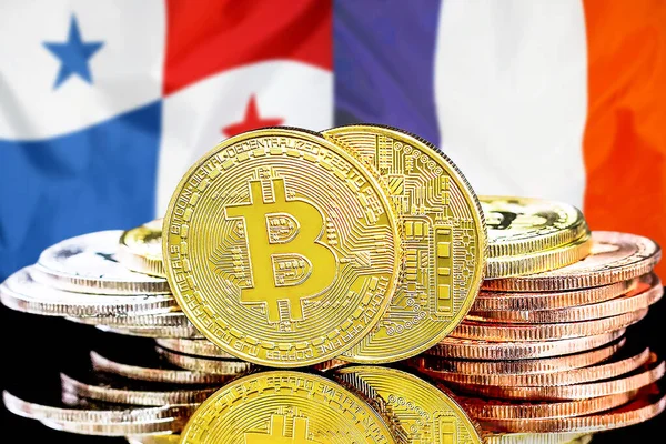Conceito Para Investidores Criptomoeda Tecnologia Blockchain Panamá França Bitcoins Fundo — Fotografia de Stock