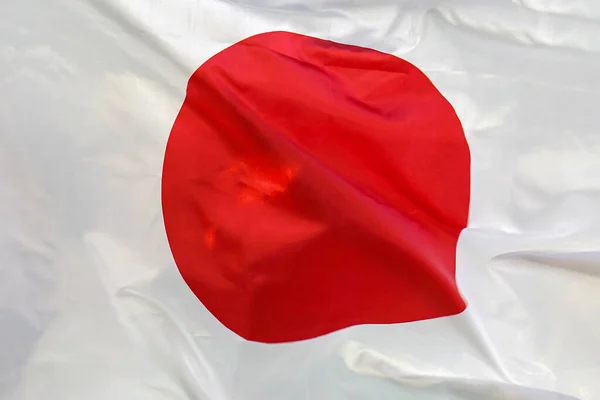 Σημαία Υφάσματος Της Ιαπωνίας Σημαία Της Ιαπωνίας Κυματίζει Στον Άνεμο — Φωτογραφία Αρχείου