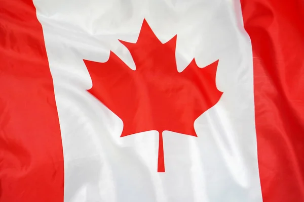 Bandera Textura Tela Canada Bandera Canadá Ondeando Viento Bandera Canadá — Foto de Stock