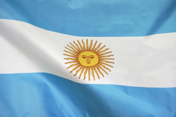 Fabric Texture Flag Argentina Flag Argentina Waving Wind Argentina Flag — Stock Photo, Image