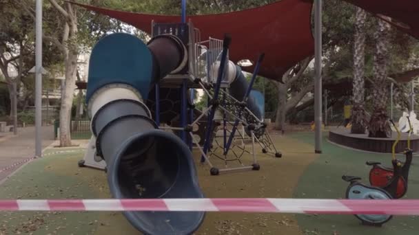 Crianças Parques Infantis Estruturas Equipamentos Ficar Vazio Sem Fita Adesiva — Vídeo de Stock