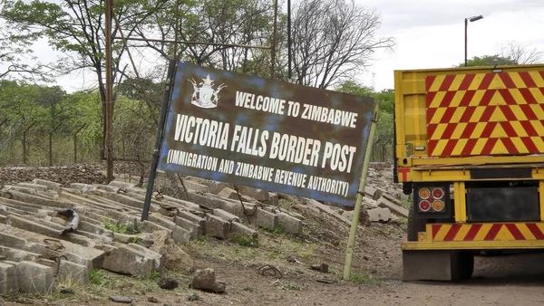 Shield border Zambia to Zimbabwe at the Victoria Falls — Stock Photo, Image