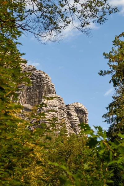 Каміння Каменю Саксонській Швейцарії Поблизу Раттера Німецьких Горах Ельба Сандстоун Ліцензійні Стокові Зображення