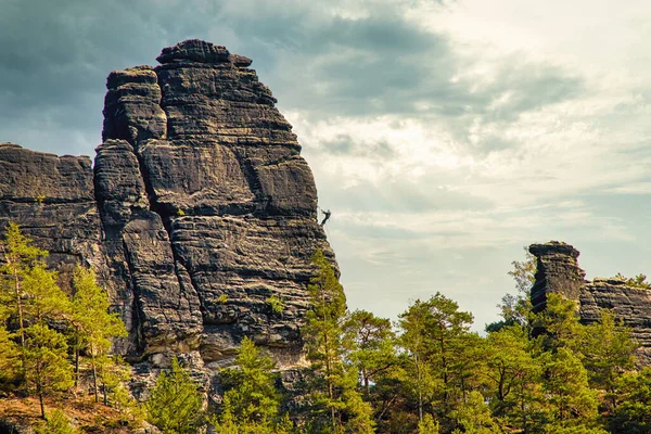 Piedra Arenisca Formación Locomotora Suiza Germano Sajona Elba Montañas Piedra — Foto de Stock