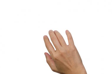 Beyaz arkaplanda el izole.