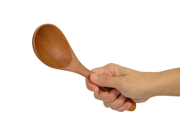 Hand is holding a ladle isolated — Stock Photo, Image