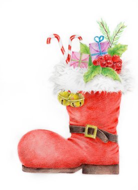 Kırmızı Noel Baba'nın çizme bot