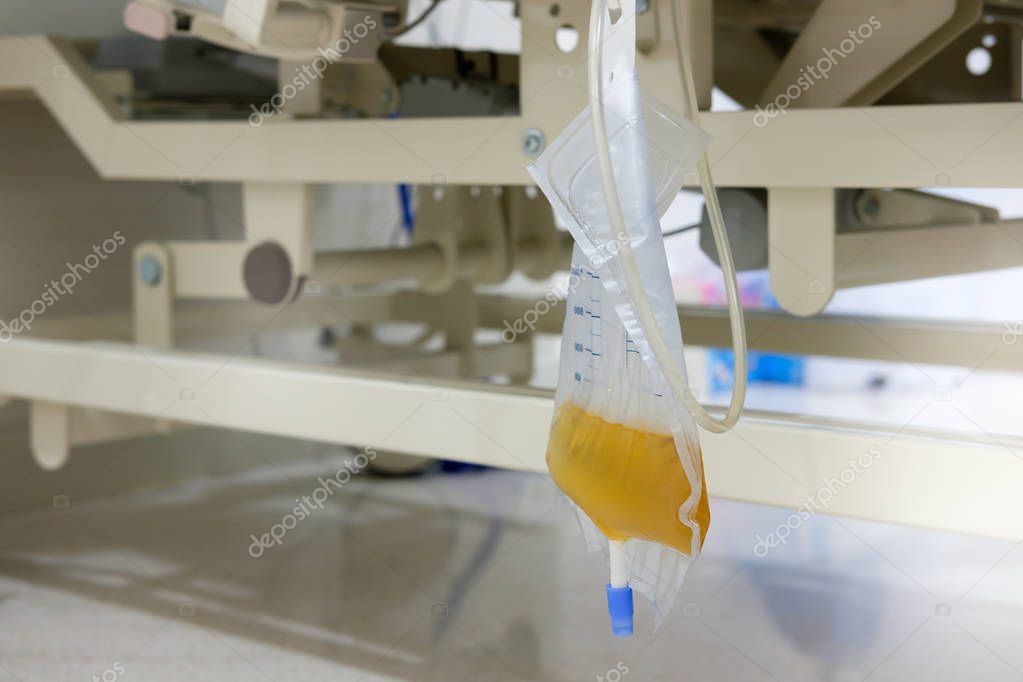 Urine Pee Catheter Bag Hang Patient Bed Hospital — Stock Photo © feelartfeelant 179899808